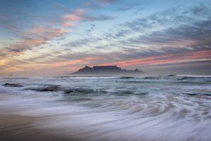 Morning sunrise in Cape Town with Table Mountain