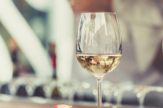 A glass of white wine.