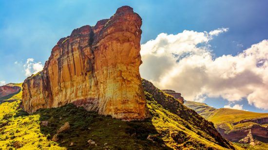 Varying sandstone colours of a rock face in Golden Gate Highlands National Park