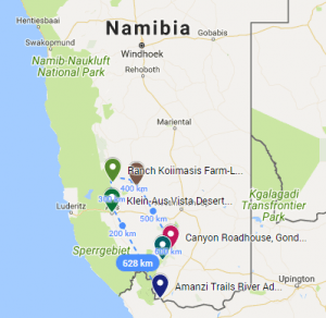 Map-Namibian-Trek Map of Namibian trek