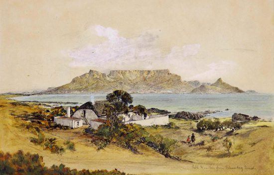Table Mountain vista de Bloubergstrand, no século XIX