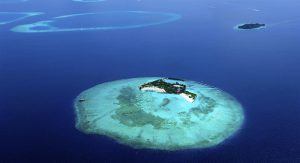 Arial view of an island in Seychelles