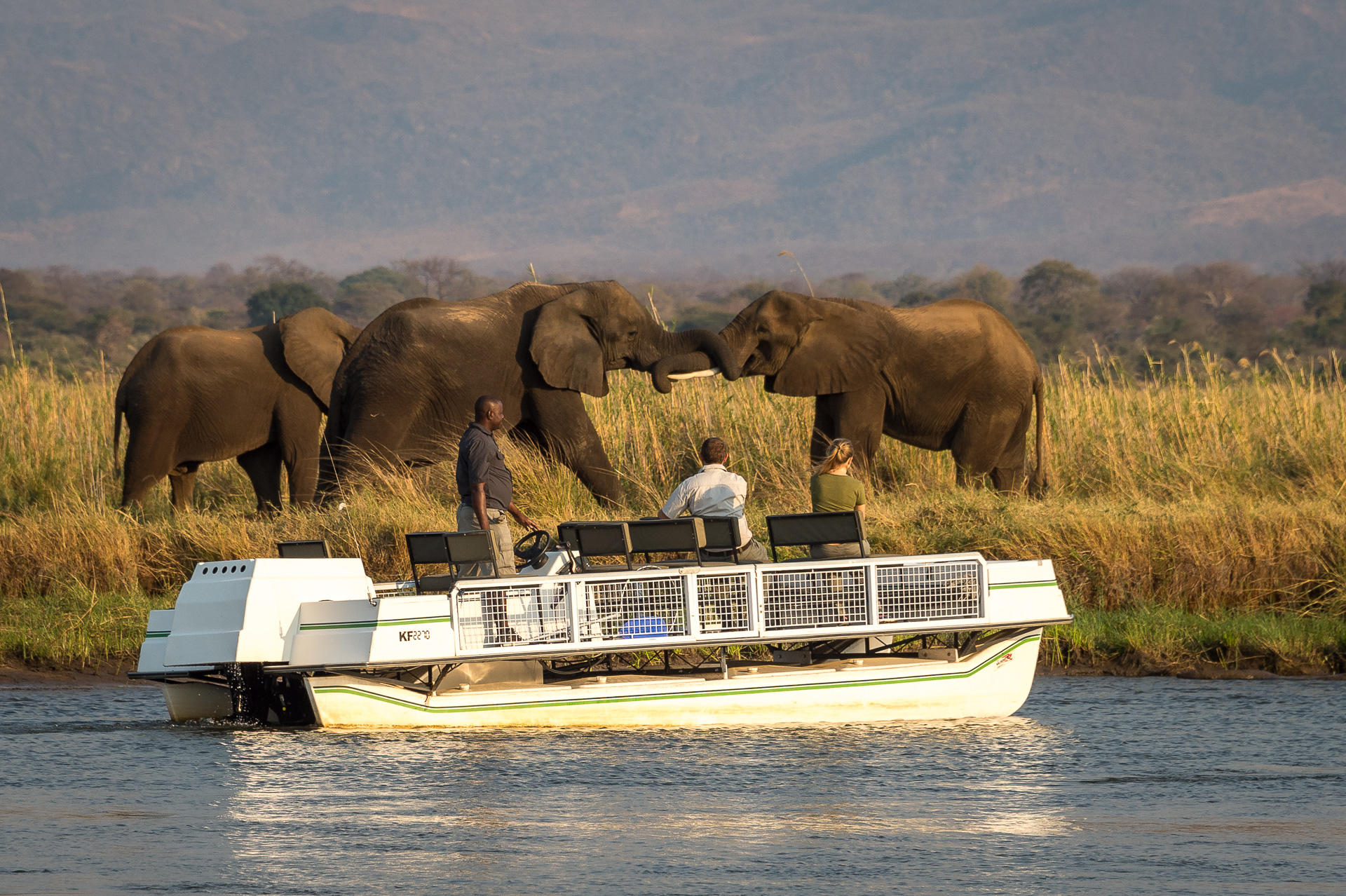 A boat cruise in Mana Pools National Park on a Zimbabwe Safari Tour