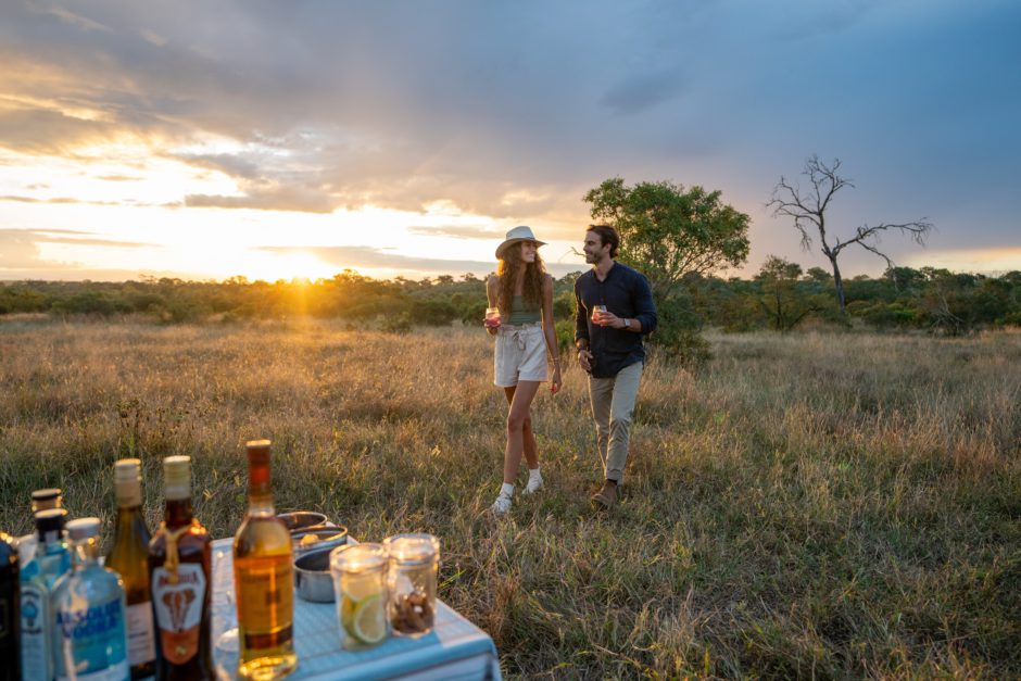 Couple man and woman on a Luxury safari in Africa