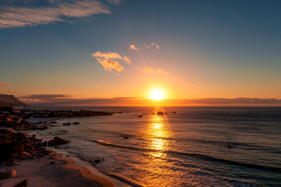 Scenic sunset from the Clifton beaches