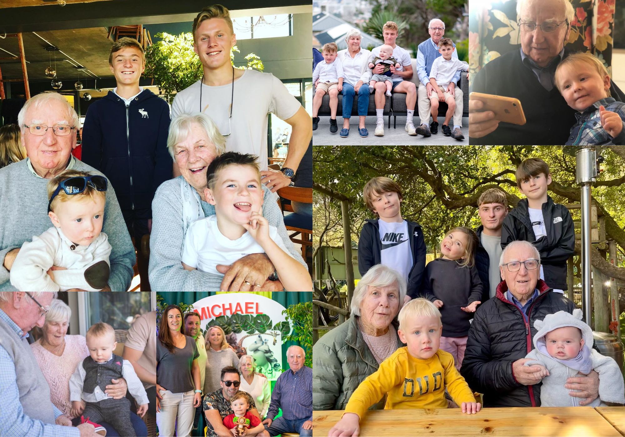 Roy-ryan-grandchildren A collage of Roy, Cynthia his wife, children and grand children