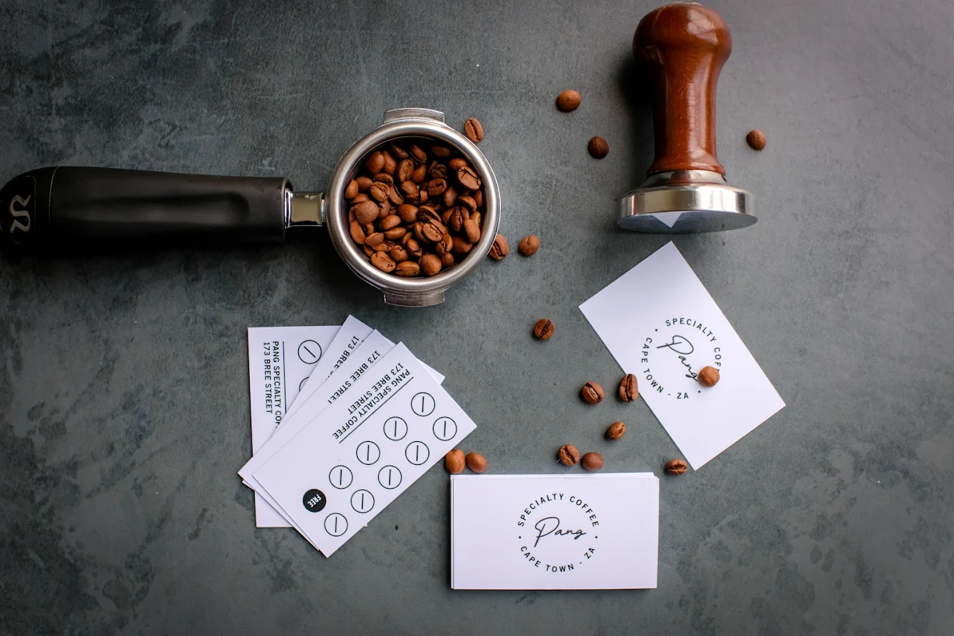 Pang Speciality Coffee beans and loyalty cards