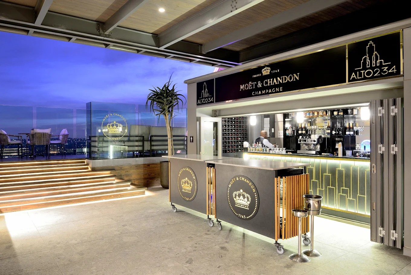A luxurious bar on a rooftop