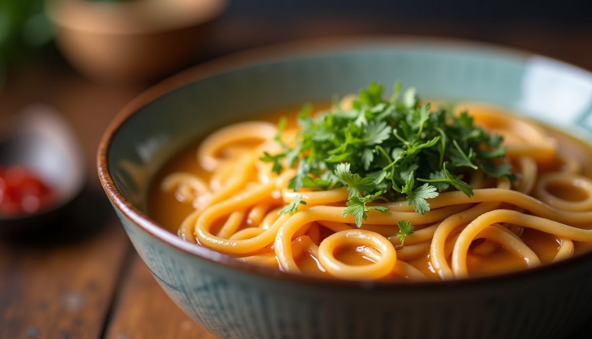 obento-restaurant A bowl of ramen garnished with fresh parsley