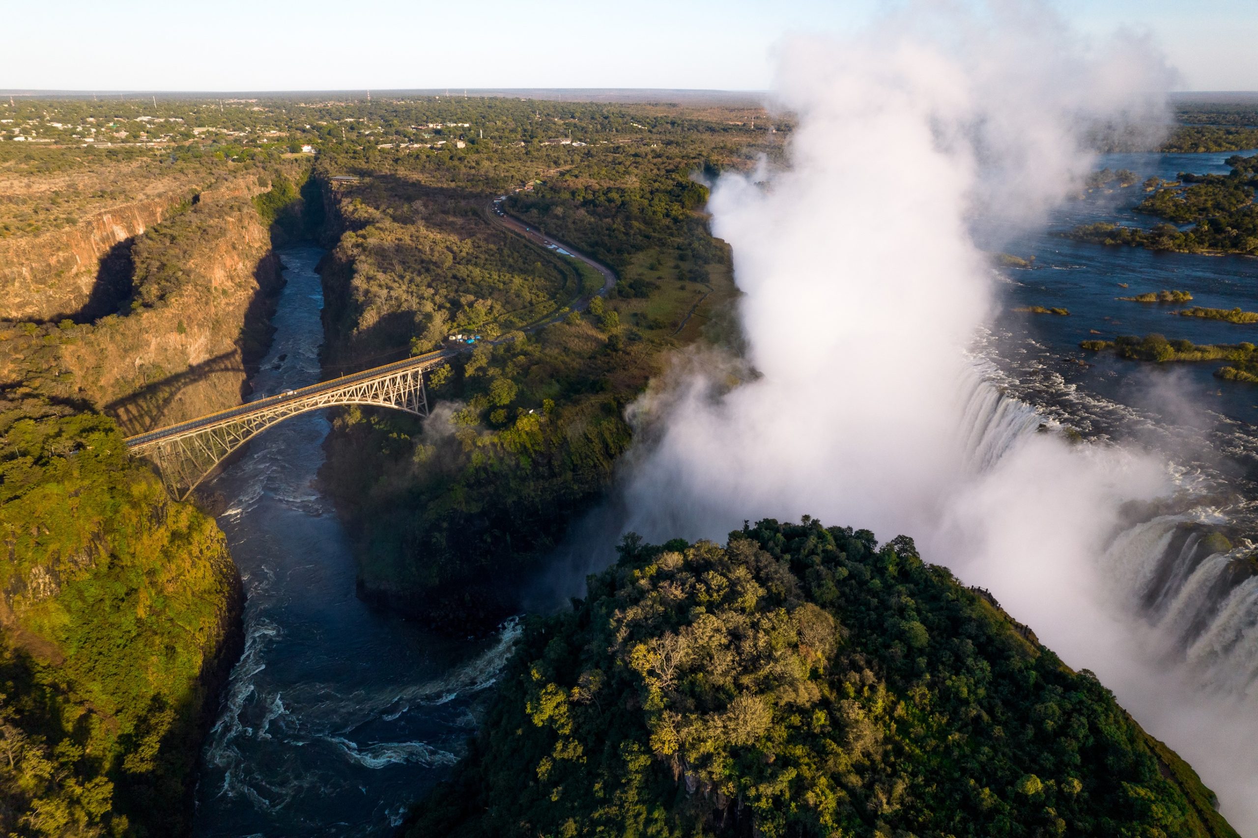 Helicopter flight over Victoria Falls 
