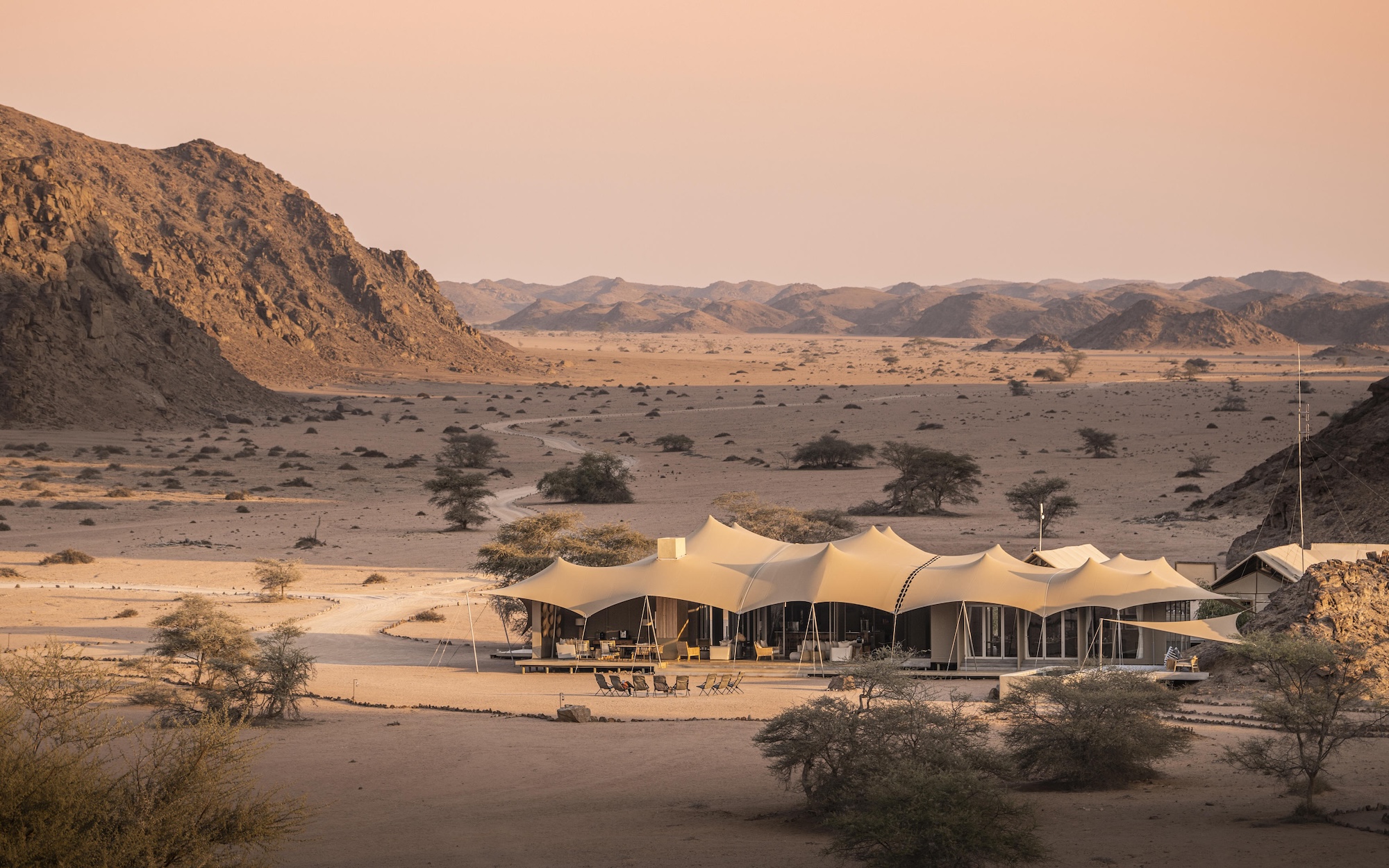 Wilderness Hoanib Skeleton Coast Camp One of the best luxury lodges in Namibia sits along Skeleton Coast