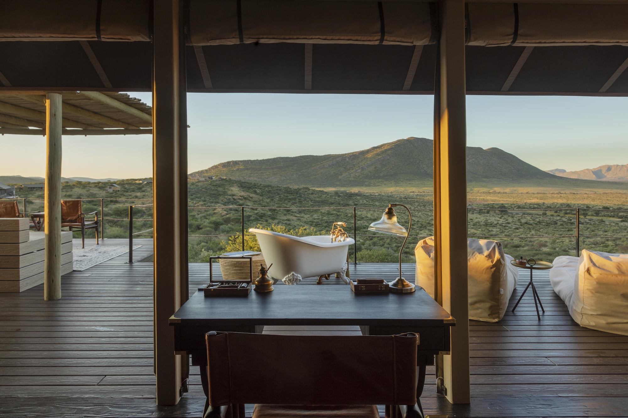 gmundner_lodge_patricia_parinejad_suite_122_3 A guest suite with an outdoor bathtub that overlooks the wilderness in one of Namibia's luxury lodges