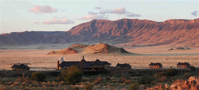 Aerial view of Hoodia Desert Lodge and surrounding landscapes