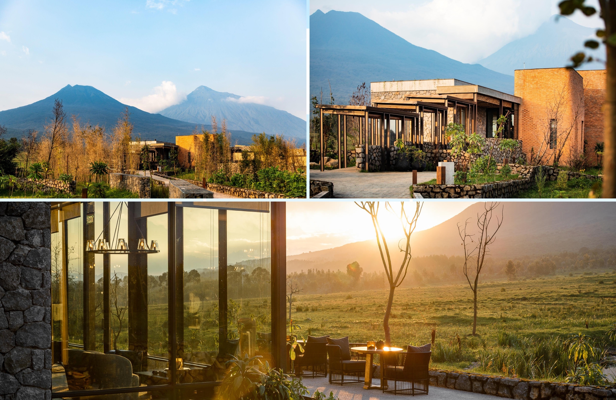 Contemporary luxury lodge with volcano views at Singita Kwitonda Lodge in Rwanda