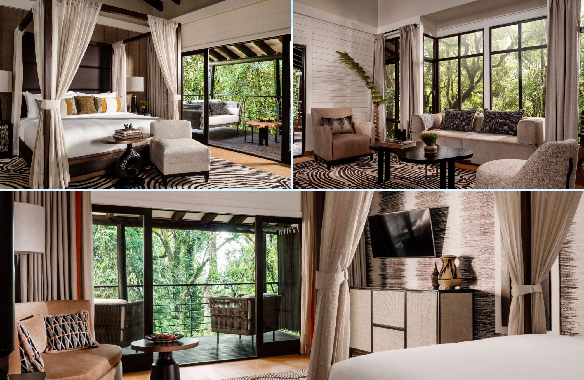 Elegant forest-facing suite interiors at One&Only Nyungwe House in Rwanda’s Nyungwe Forest