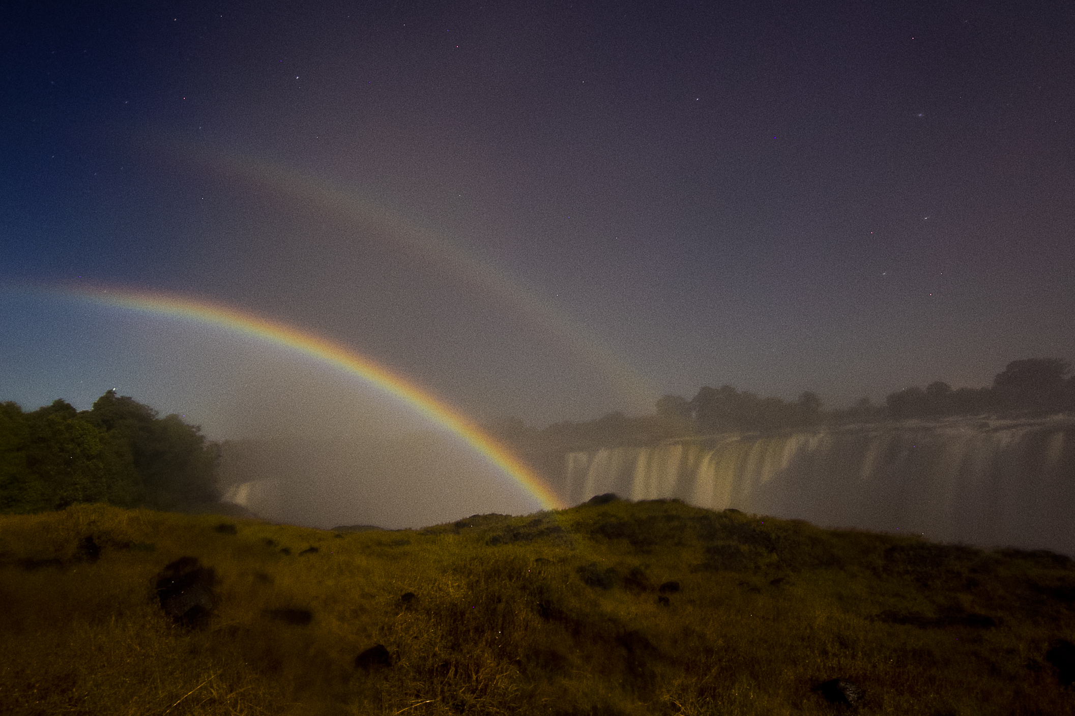 The lunar rainbow is a special sight to see at Victoria Falls